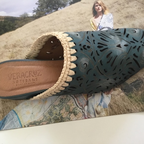 $159!! Veracruz Ombre Teal "Olivetta Mules": New w Box! Size 9 (Runs SMALL!) - Picture 6 of 12